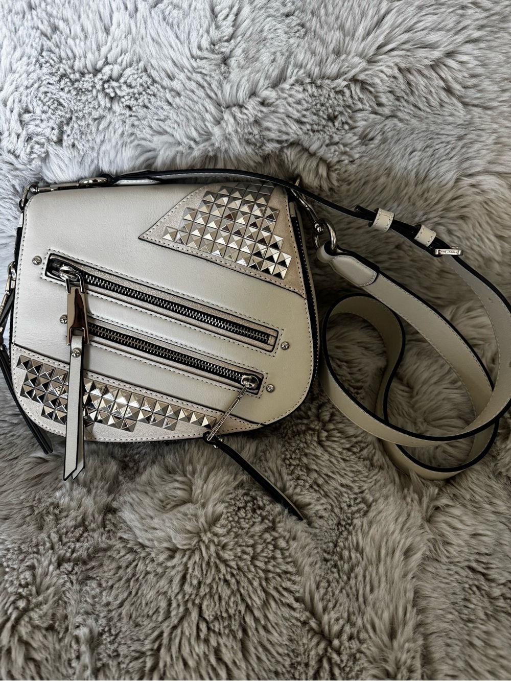 Marc Jacobs White Leather Studded Crossbody with Silver Hardware - Picture 2 of 6